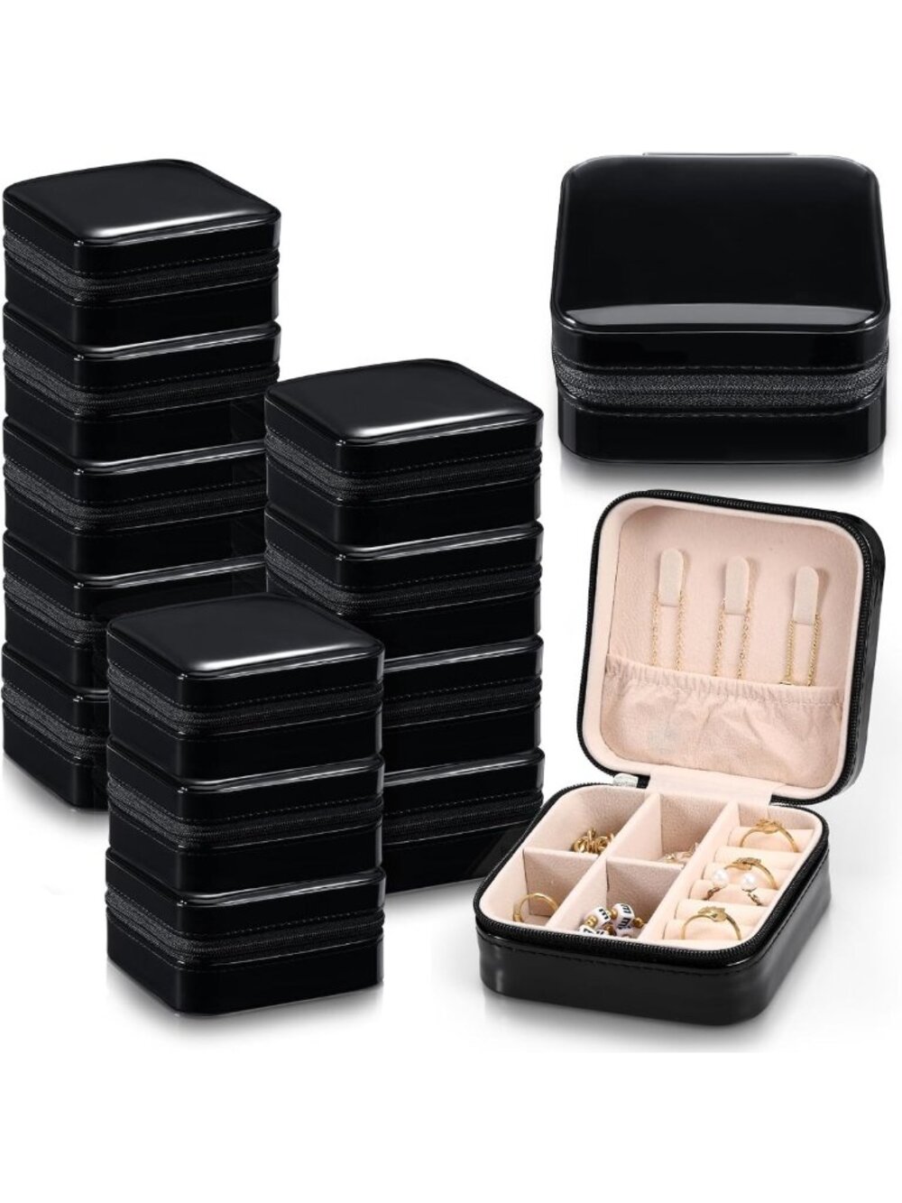 12 Pcs Mini Travel Jewelry Cases - Small PU Leather Earring Organizers, Gift